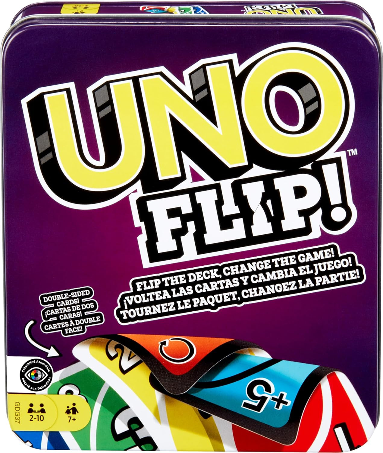 UNO FLIP! Card Game with Color Blind Accessible Deck for Kids, Adults & Family Night, 2 to 10 Players