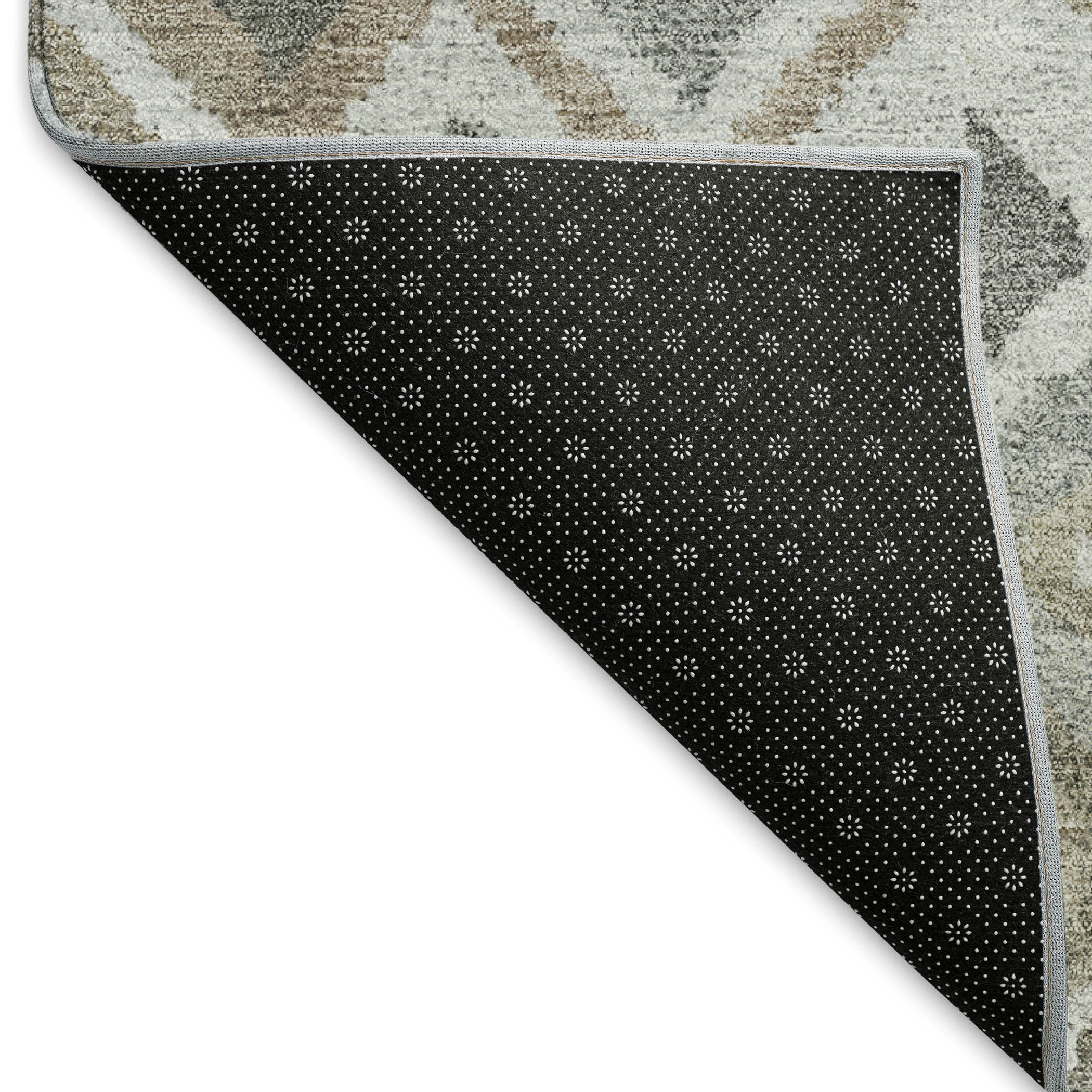 8' X 10' Pewter Ivory And Tan Geometric Washable Indoor Outdoor Area Rug