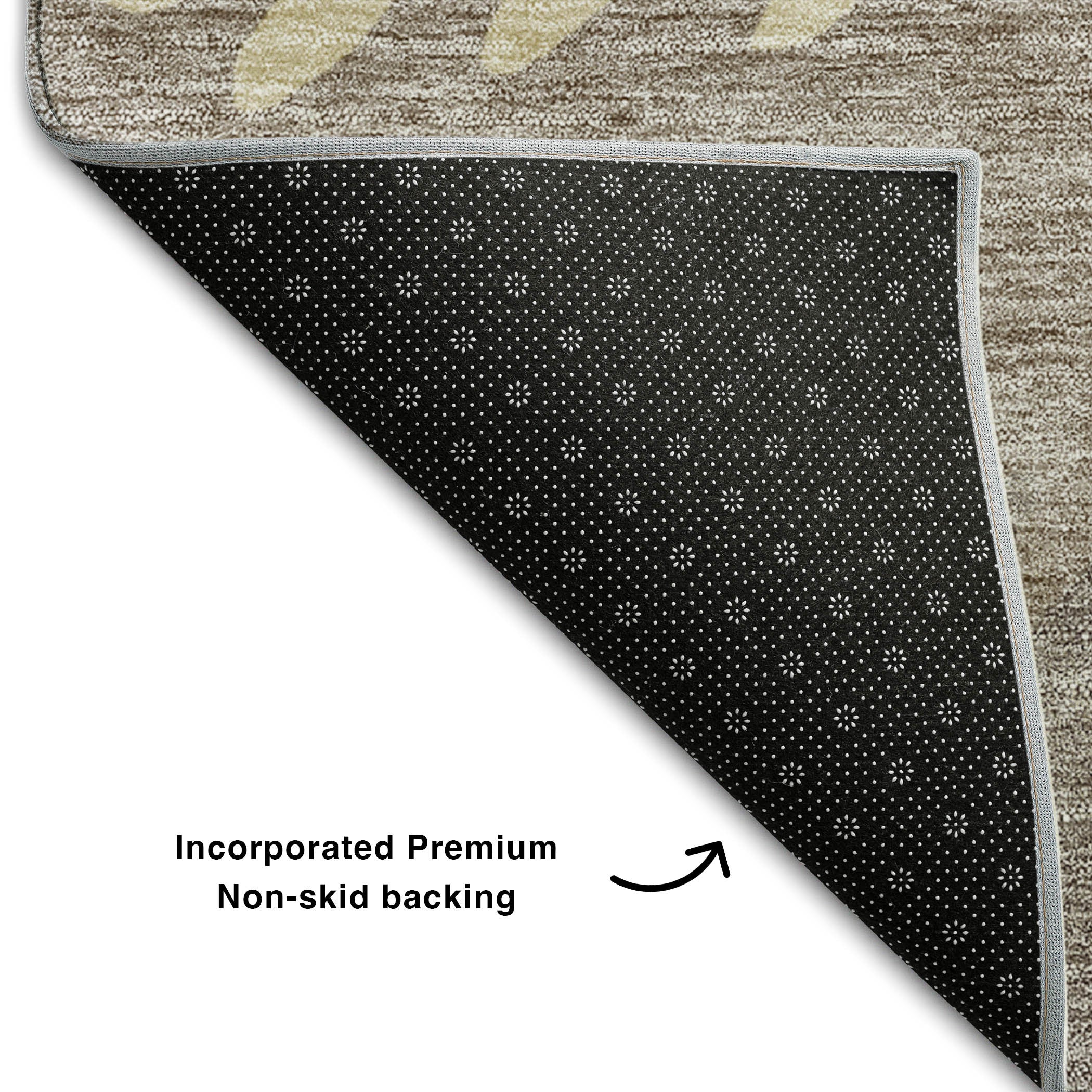 8' X 10' Taupe Gray And Beige Striped Washable Area Rug With UV Protection
